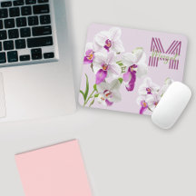 Weißer Orchids Monogram Mousepad