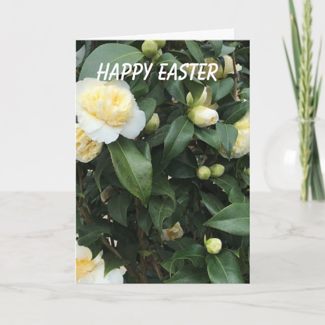 Weißer Oster aus Kamelien Feiertagskarte (Vorderseite)