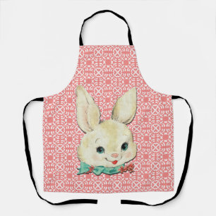 Weißer Osterhase auf Blumen Pink & White Schürze