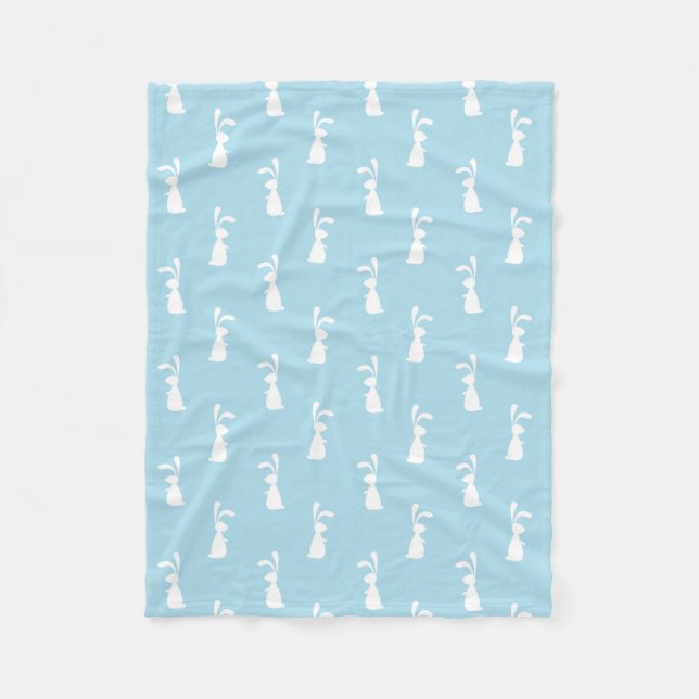 Weißer Ostern Bunny Rabbit Oars Pastell Blauer Frü Fleecedecke (Vorderseite)