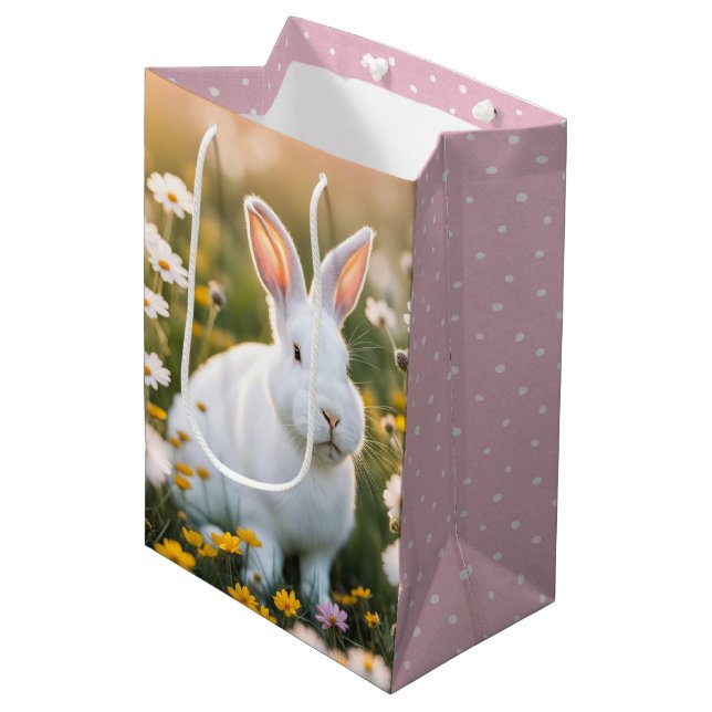 Weißer Ostersonne in den Daisien Mittlere Geschenktüte (Vorderseite Schrägansicht)