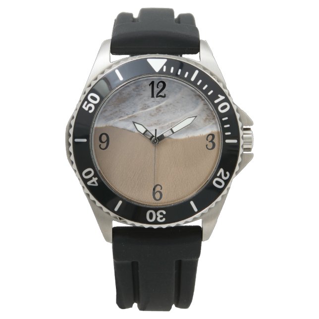 Weißer Ozean am Strand Armbanduhr (Vorderseite)