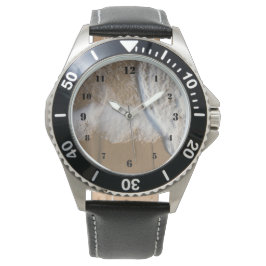 Weißer Ozean am Strand Armbanduhr