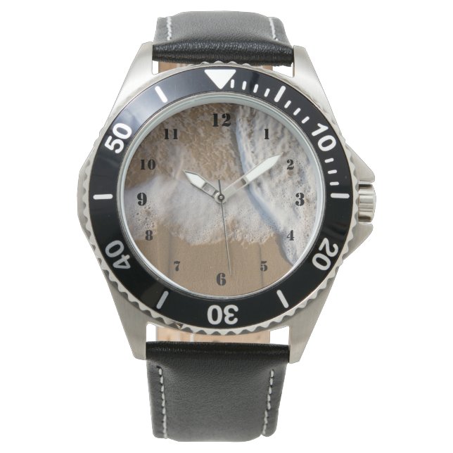 Weißer Ozean am Strand Armbanduhr (Vorderseite)