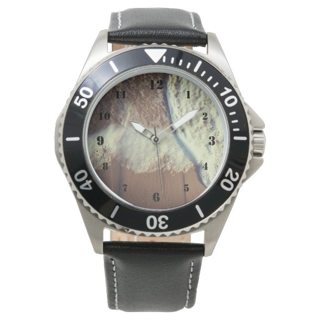 Weißer Ozean auf der Strandwache Armbanduhr (Vorderseite)