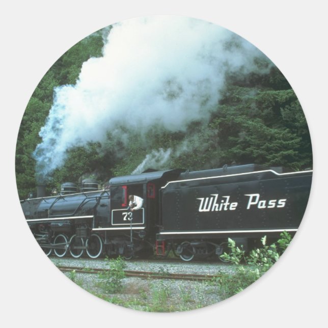 Weißer Pass und Yukon im Weißpass aus Skagway, Runder Aufkleber (Vorderseite)
