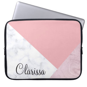 Weißer Pastellrosamarmor des eleganten Kükens Laptopschutzhülle