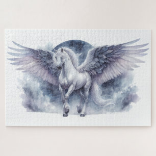 Weißer Pegasus mondbeschienene Flügel himmlischer 
