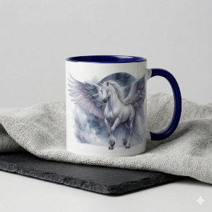 Weißer Pegasus mondbeschienene Flügel himmlischer  Tasse