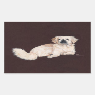 Weißer Pekingese-Hund Rechteckiger Aufkleber