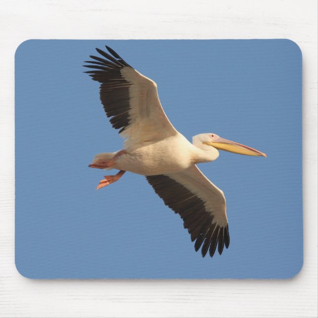 Weißer Pelikan Mousepad (Vorne)