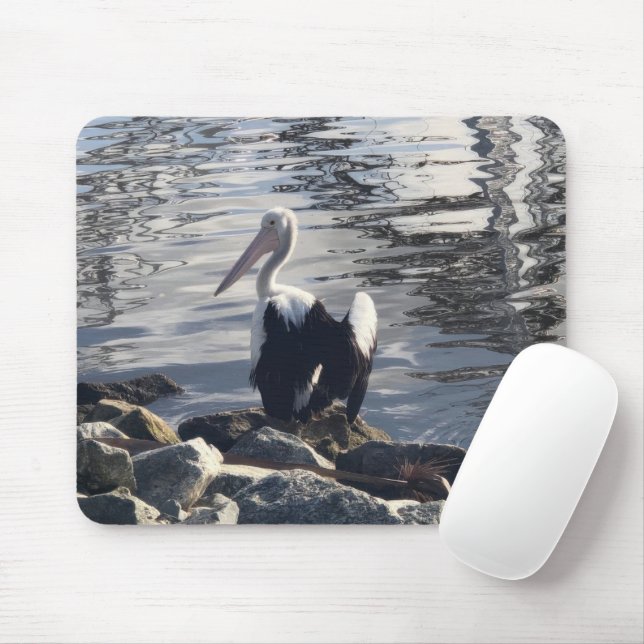 Weißer Pelikan Mousepad (Mit Mouse)