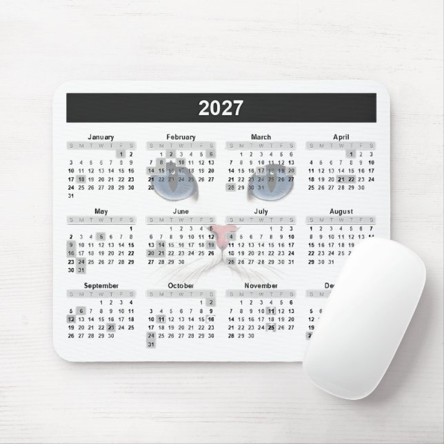 Weißer Perser 2027 Kalender   Mousepad (Mit Mouse)