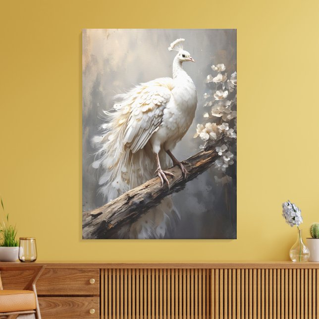 Weißer Pfau Leinwanddruck (Insitu (Wohnzimmer))