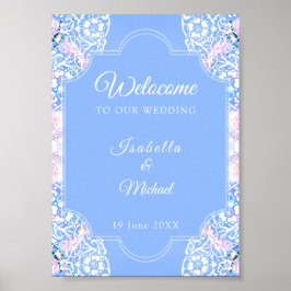 Weißer Pfau und blühende Sakura / Romantik Poster