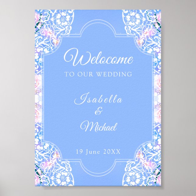 Weißer Pfau und blühende Sakura / Romantik Poster (Vorne)