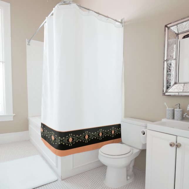 Weißer Pfirsich und Grün Duschvorhang (Beispiel)