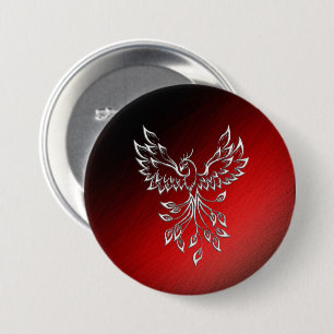 Weißer Phoenix steigt rot an schwarzen Aschen Button