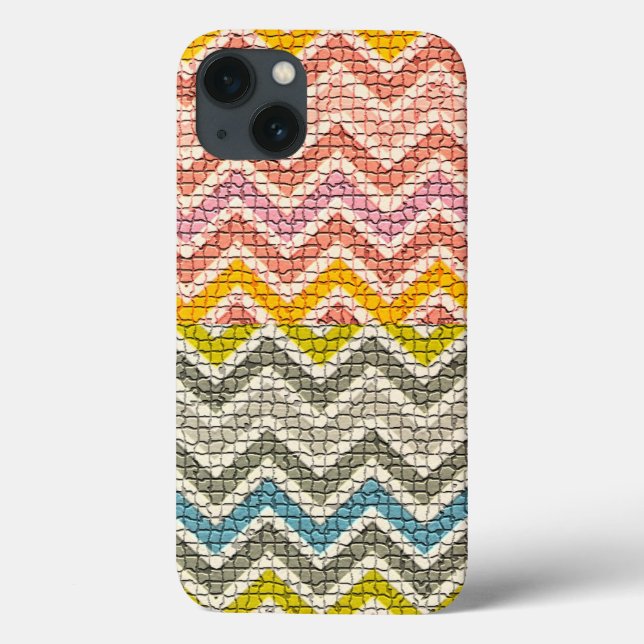 WEISSER PINK YELLOW GRAU BLAU MOSAIC CHEVRONS Case-Mate iPhone HÜLLE (Rückseite)