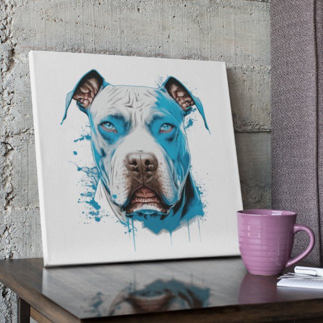 Weißer Pitbull mit blauen Augen Poster (Von Creator hochgeladen)
