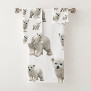 Weißer Polar Bär Badewanne Handtuch Sets
