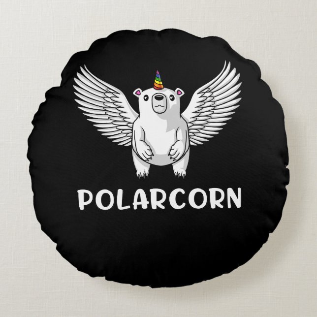 Weißer Polar Bär Einhorn Funny Arctic Animal Rundes Kissen (Vorderseite)