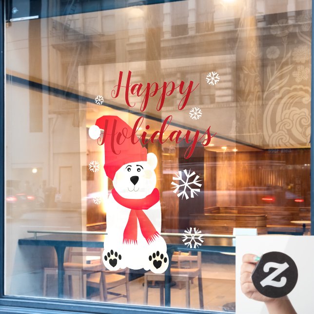 Weißer Polar-Bär für Glasfensterklammern Fensteraufkleber (Café-Fenster)