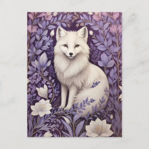 Weißer Polarfuchs Lavendel William Morris Blumen Postkarte