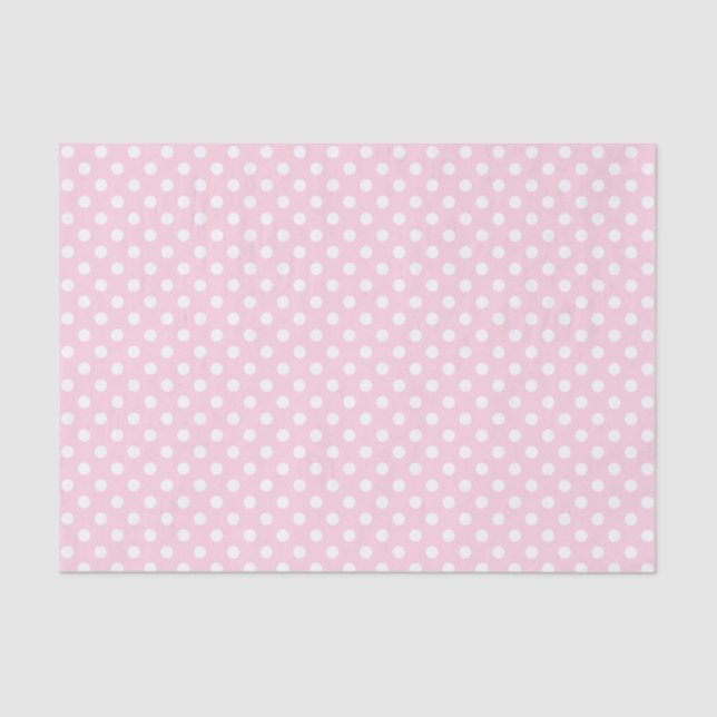 Weißer Polka-Dot auf hellrosa Gewebpapier Seidenpapier (Vorderseite)