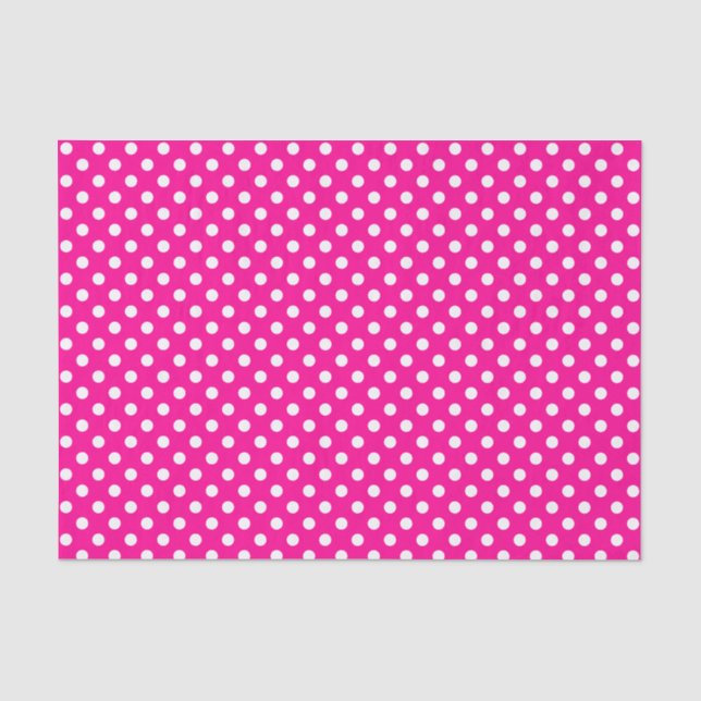 Weißer Polka-Dot über Hot-Pink-Gewebe Seidenpapier (Vorderseite)