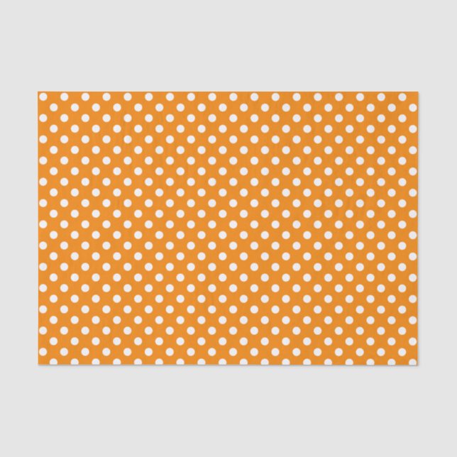 Weißer Polka-Dot über Orange-Gewebe Seidenpapier (Vorderseite)