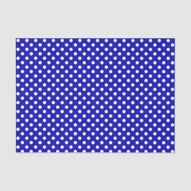 Weißer Polka-Dot zum Royal Blue Tissue Paper Seidenpapier (Vorderseite)