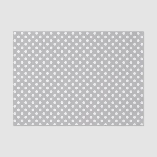 Weißer Polka-Dot zum Thema graues Gewebe Seidenpapier (Vorderseite)