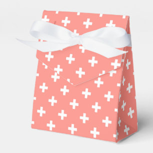 Weißer Polka-Kreuz auf Pfirsich Geschenkschachtel