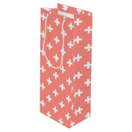 Weißer Polka-Kreuz auf Pfirsich Geschenktüte Für Weinflaschen