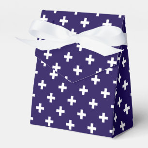 Weißer Polka kreuzt auf marineblau Geschenkschachtel