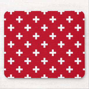Weißer Polka kreuzt auf rot Mousepad