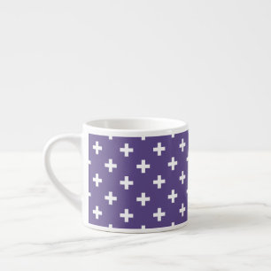 Weißer Polka kreuzt auf Ultraviolett Espressotasse