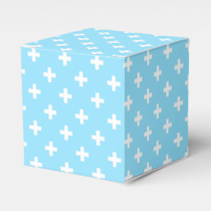 Weißer Polka kreuzt in Babyblau Geschenkschachtel