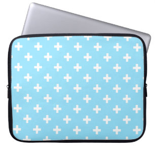 Weißer Polka kreuzt in Babyblau Laptopschutzhülle