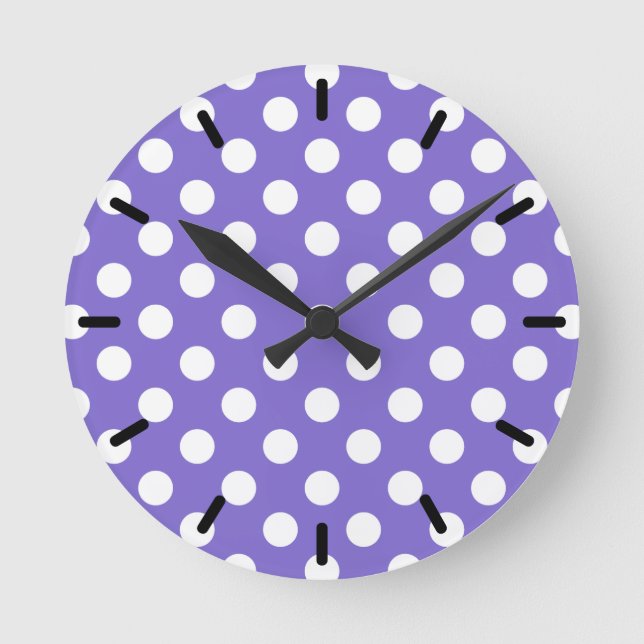 Weißer Polka-Pfoten Runde Wanduhr (Vorderseite)