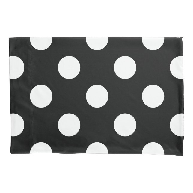Weißer Polka-Punkt auf schwarzem Muster Kissenbezug (Vorderseite)