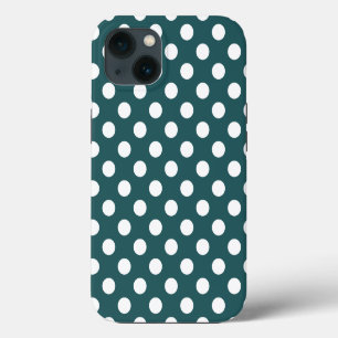 Weißer Polka-Punkte auf aquamarinen Fall-Mate-iPho iPhone Hülle