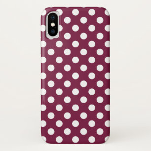 Weißer Polka-Punkte auf Bordeaux Case-Mate iPhone Hülle