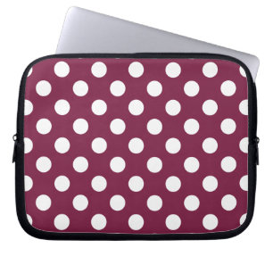 Weißer Polka-Punkte auf Bordeaux Laptopschutzhülle