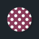 Weißer Polka-Punkte auf Bordeaux Magnet<br><div class="desc">Weißer Polka-Punkte auf Bordeaux</div>