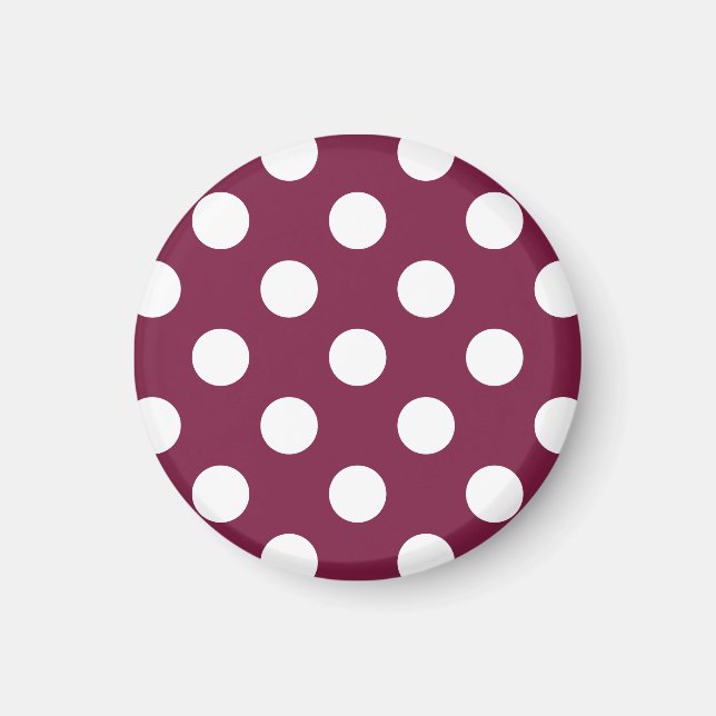 Weißer Polka-Punkte auf Bordeaux Magnet (Vorne)