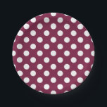 Weißer Polka-Punkte auf Bordeaux Pappteller<br><div class="desc">Weißer Polka-Punkte auf Bordeaux</div>
