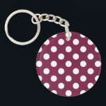 Weißer Polka-Punkte auf Bordeaux Schlüsselanhänger<br><div class="desc">Weißer Polka-Punkte auf Bordeaux</div>