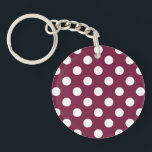 Weißer Polka-Punkte auf Bordeaux Schlüsselanhänger<br><div class="desc">Weißer Polka-Punkte auf Bordeaux</div>